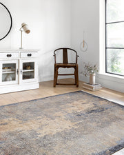 Blassrosa, cremebeige, geometrisch gemusterter Kelim-Teppich