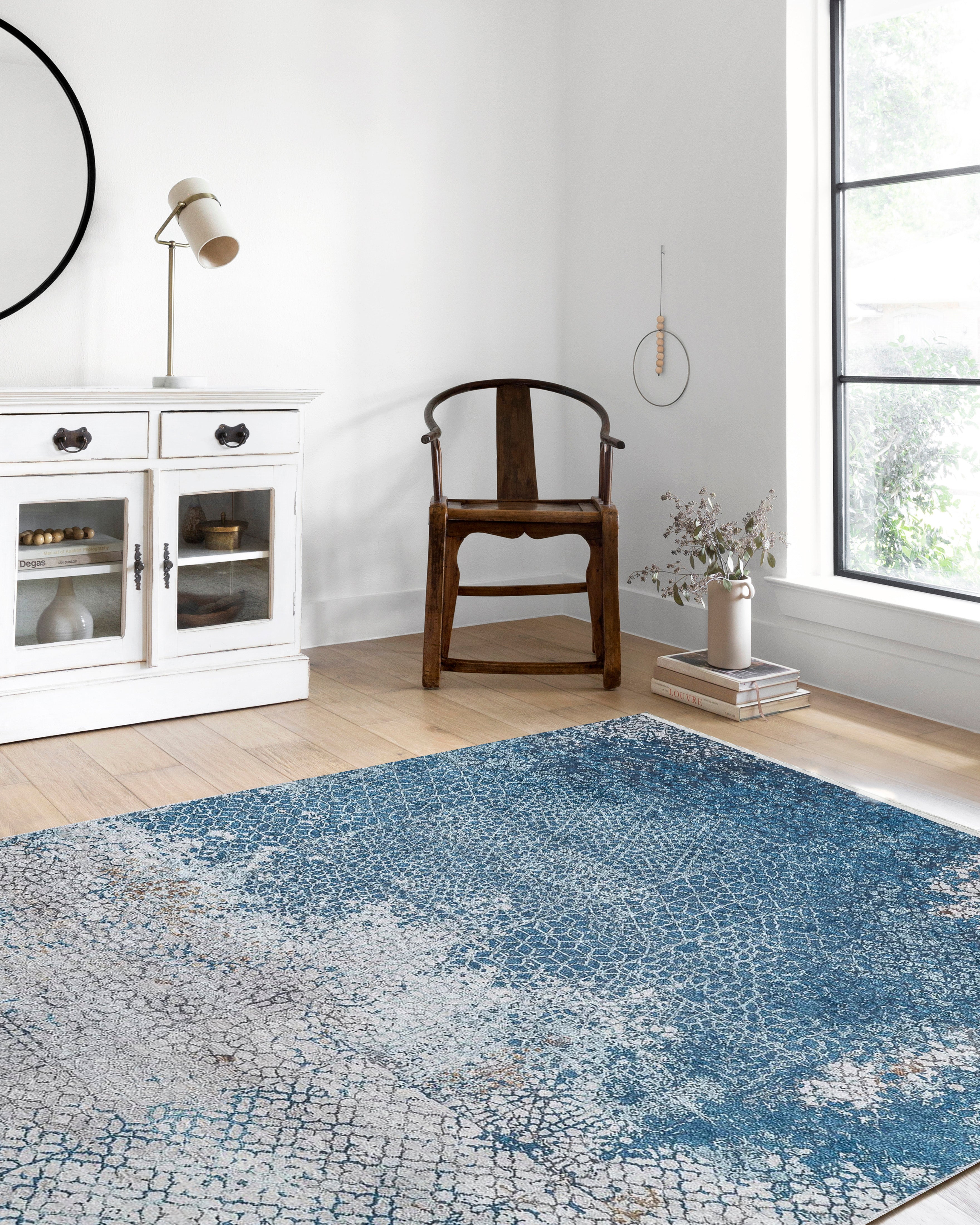 Okyanus Mavisi Tonlarda Geçişli Mozaik Halı