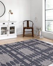 Siyah Geometrik Kilim Halı - Pera Halı