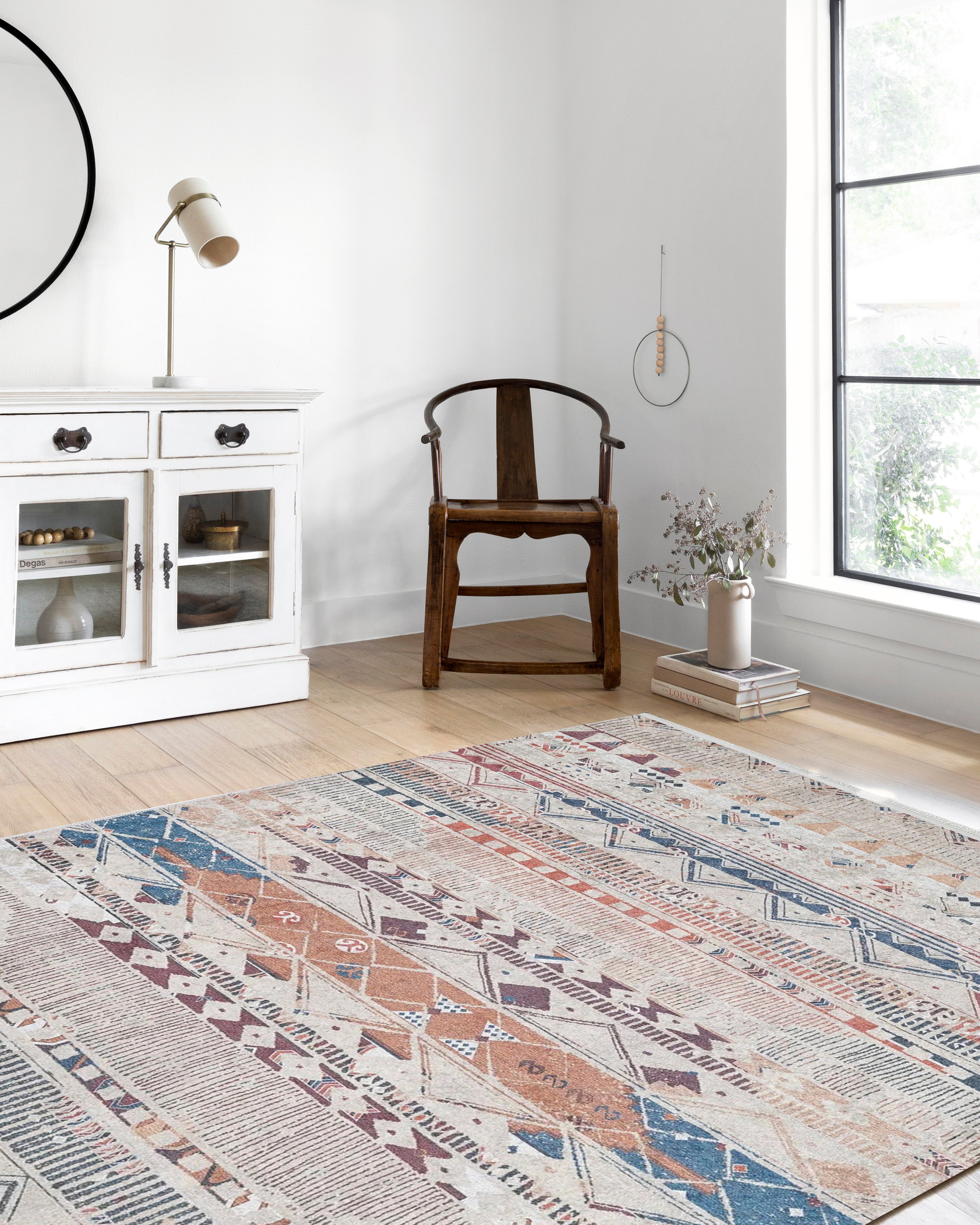 Gri Bej Renkli Geometrik Desenli Anadolu Kilim Halı - Pera Halı