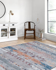 Gri Bej Renkli Geometrik Desenli Anadolu Kilim Halı - Pera Halı