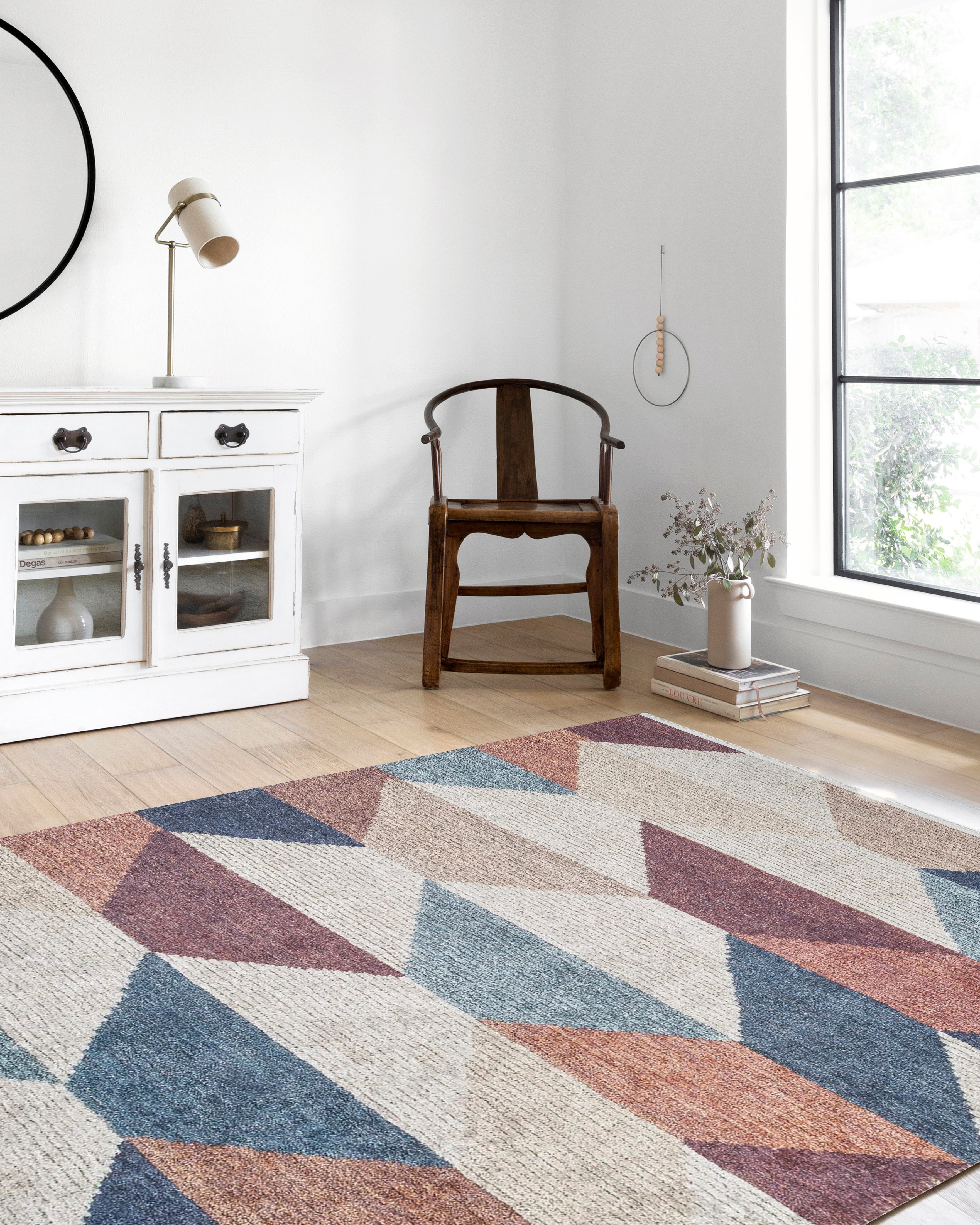 Pastel Tonlu Renkli Geometrik Desenli Kilim Halı - Pera Halı