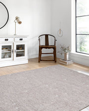 Blassrosa, cremebeige, geometrisch gemusterter Kelim-Teppich
