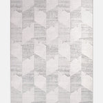 Gri ve Beyaz Çizgisel 3D Küp Desenli Halı - OTRP11253