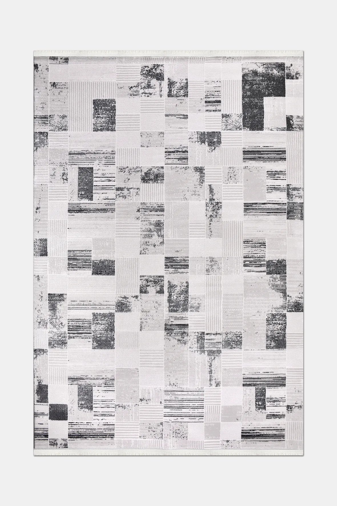 Gri ve Siyah Çizgisel Blok Halı