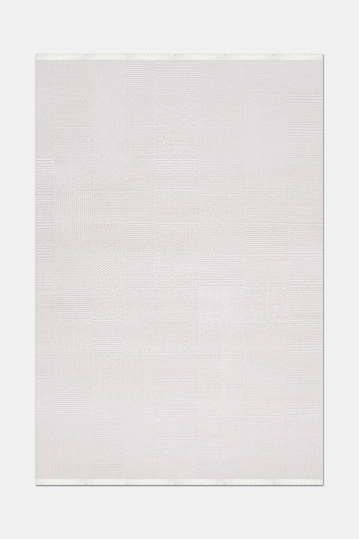 İnci Beyazı Geometrik Halı