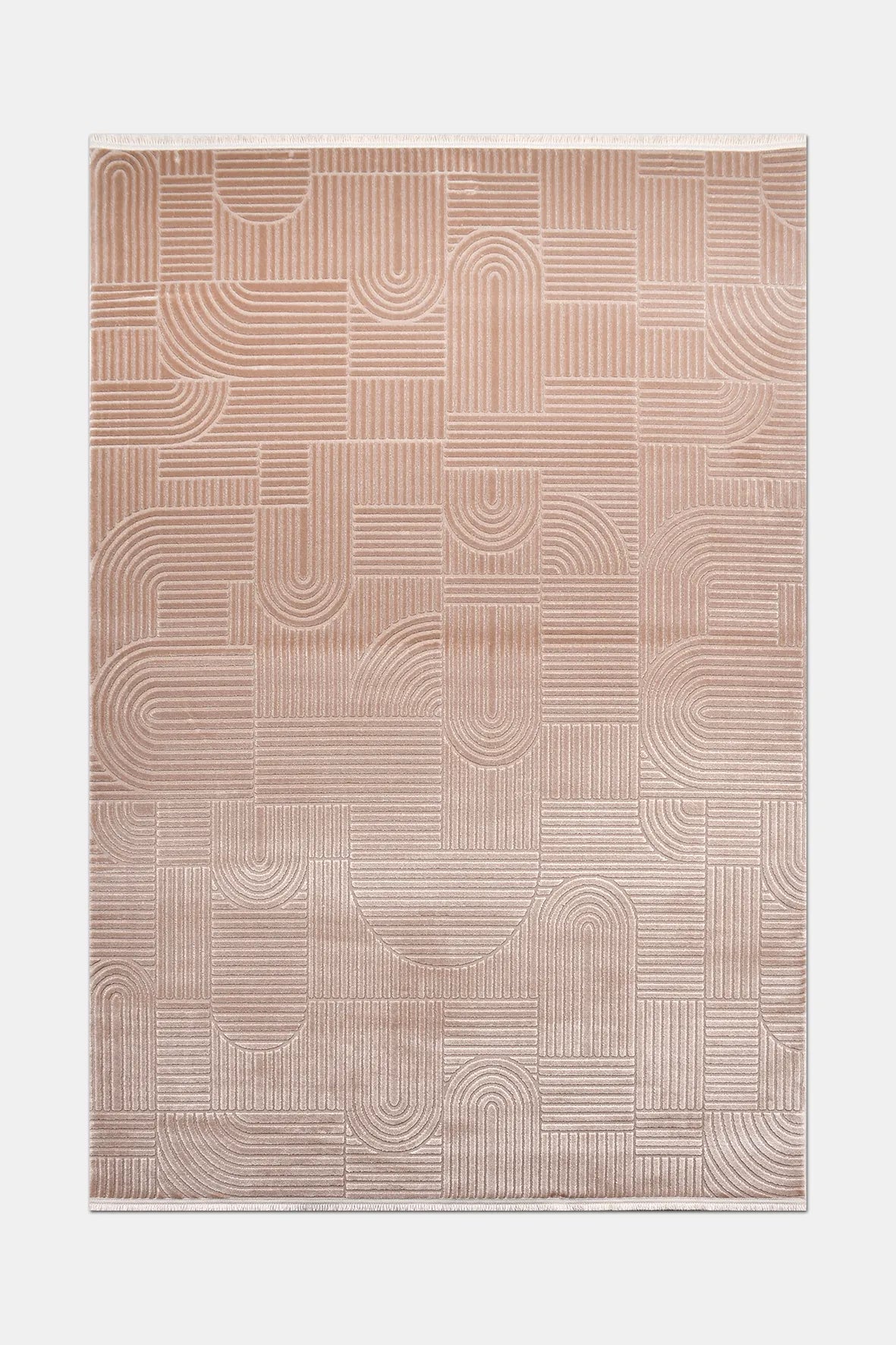 Pudra Pembe Çizgisel Dokulu Halı