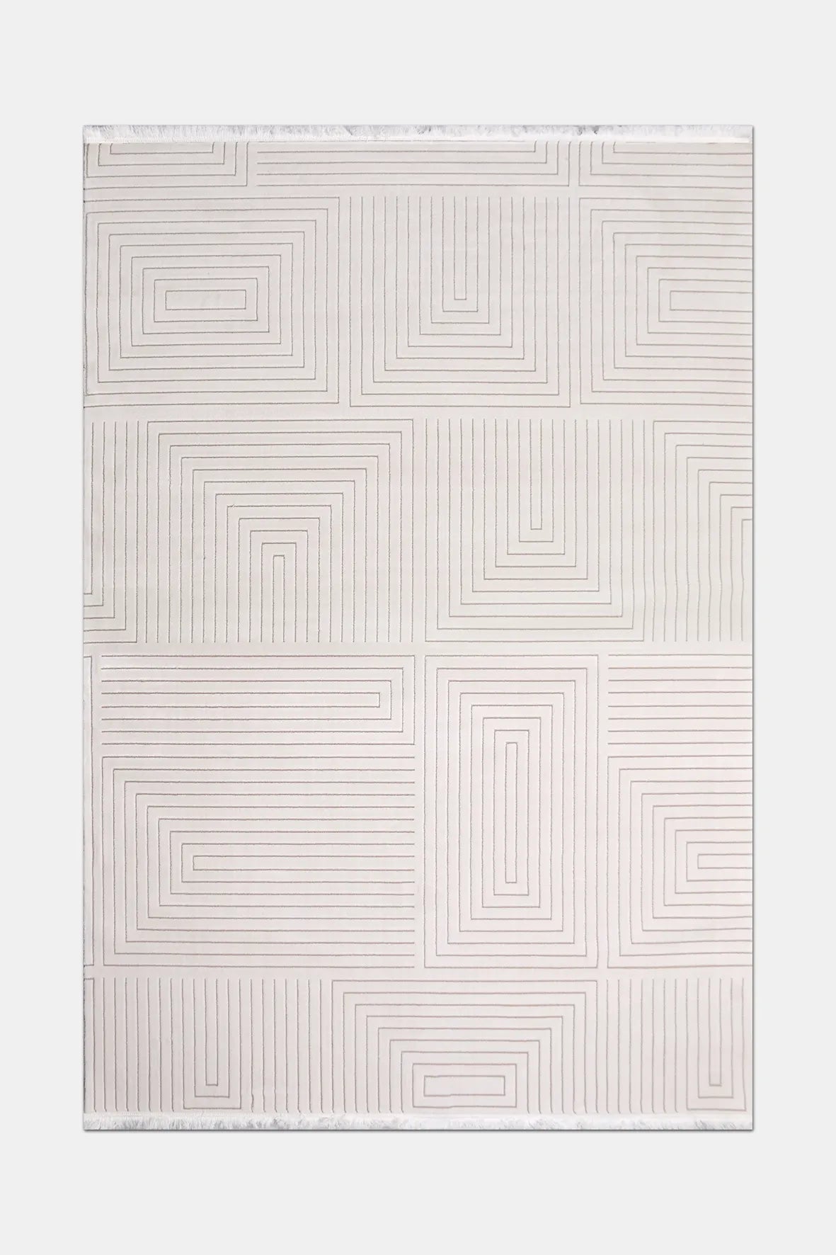 Ekru ve Vizon Mimari Labirent Halı