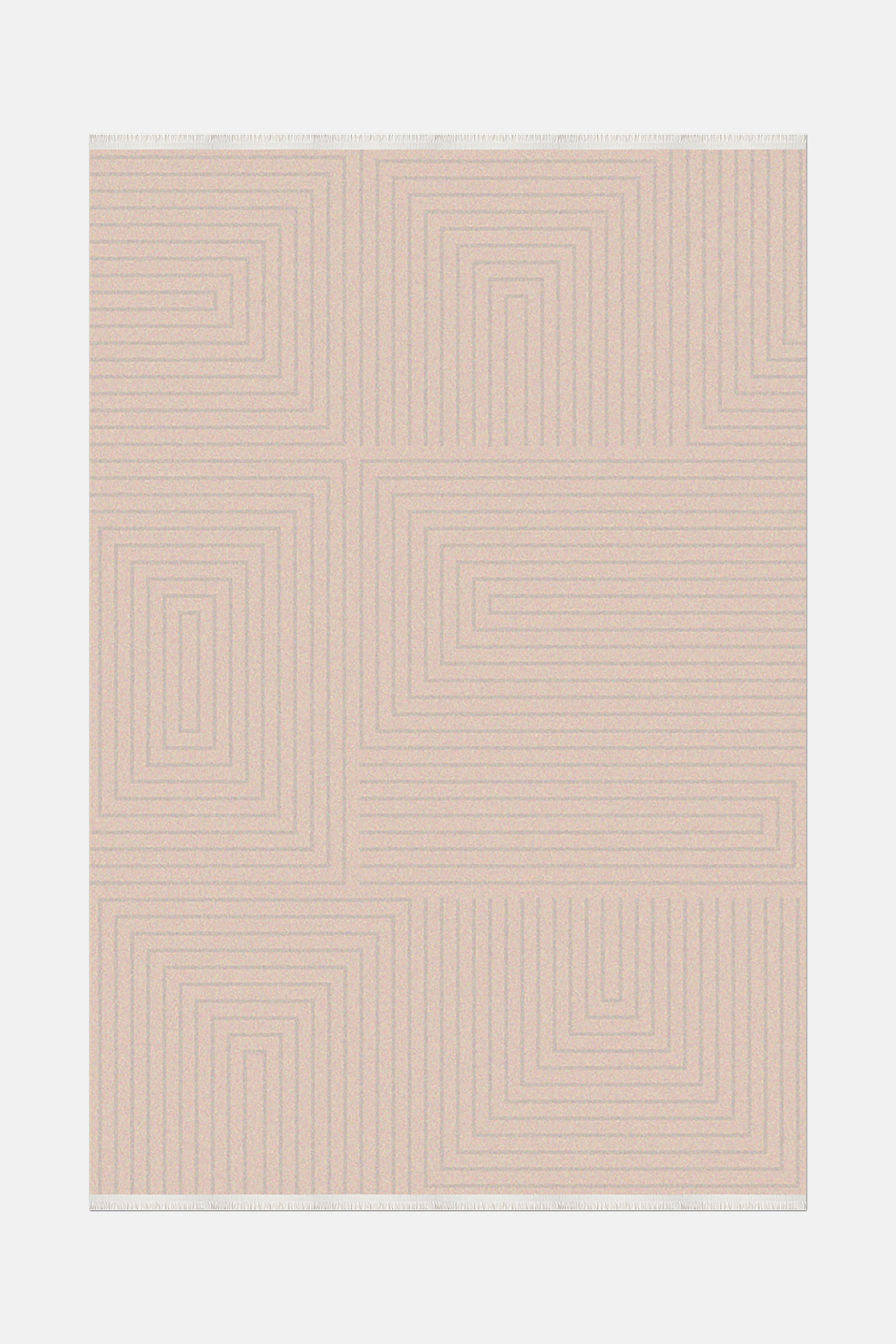 Vizon Rengi Geometrik Labirent Desenli Modern Halı