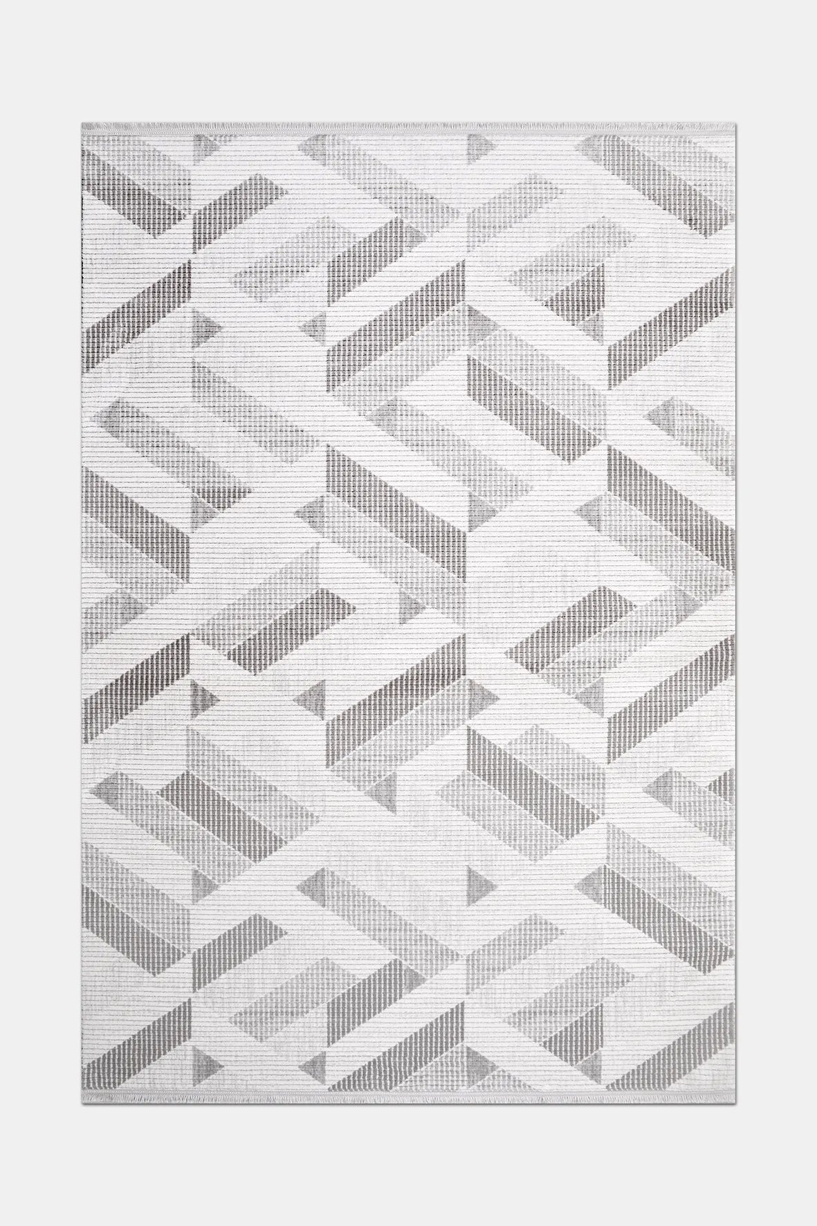 Gri ve Beyaz Blok Desenli Halı