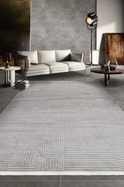 Gri Art Deco Modern Halı