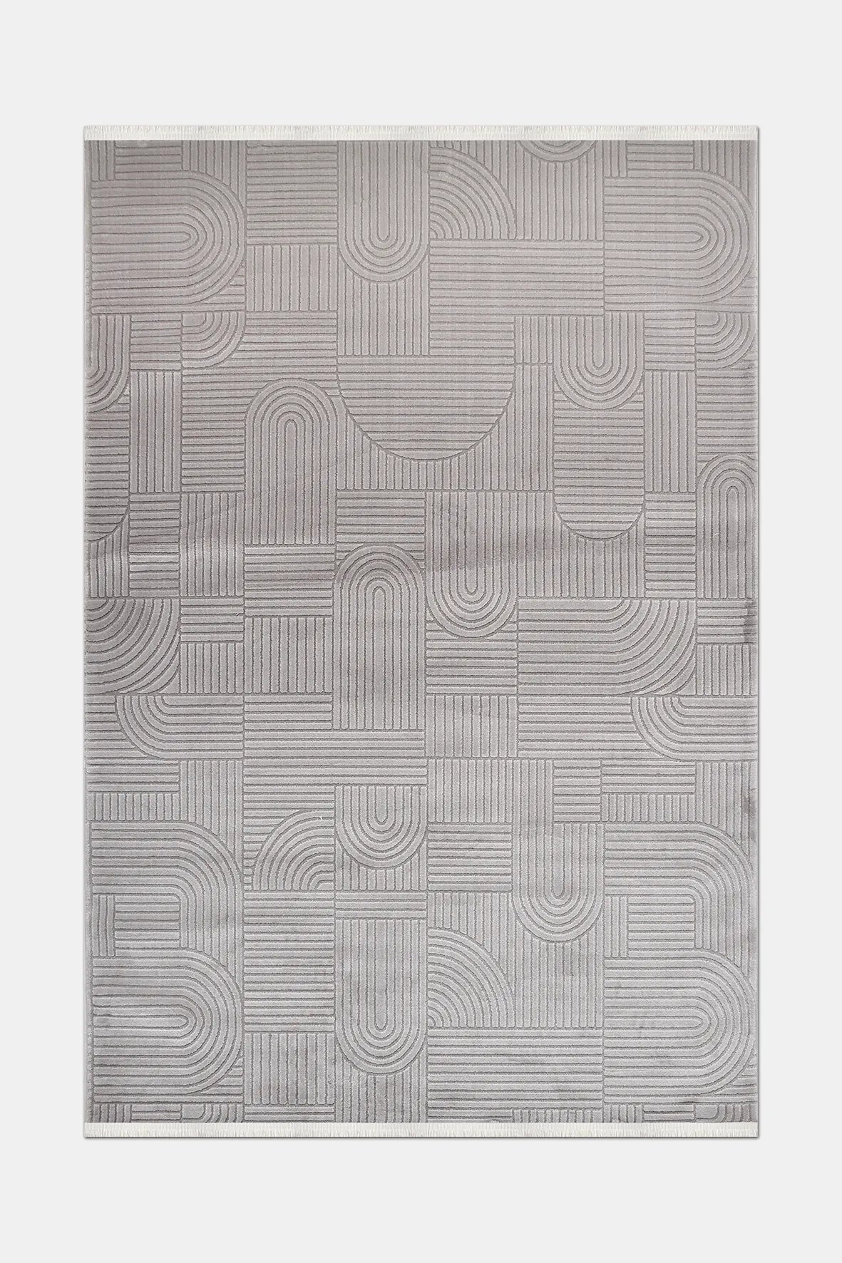 Gri Art Deco Modern Halı