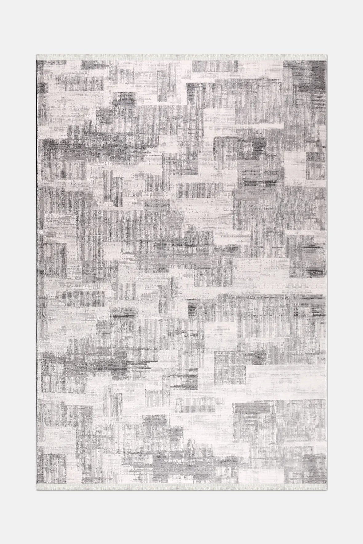 Gri ve Gümüş Yoğun Eskitme Halı