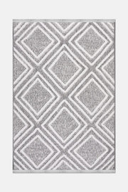 Gri ve Beyaz İçiçe Elmas Desenli Halı