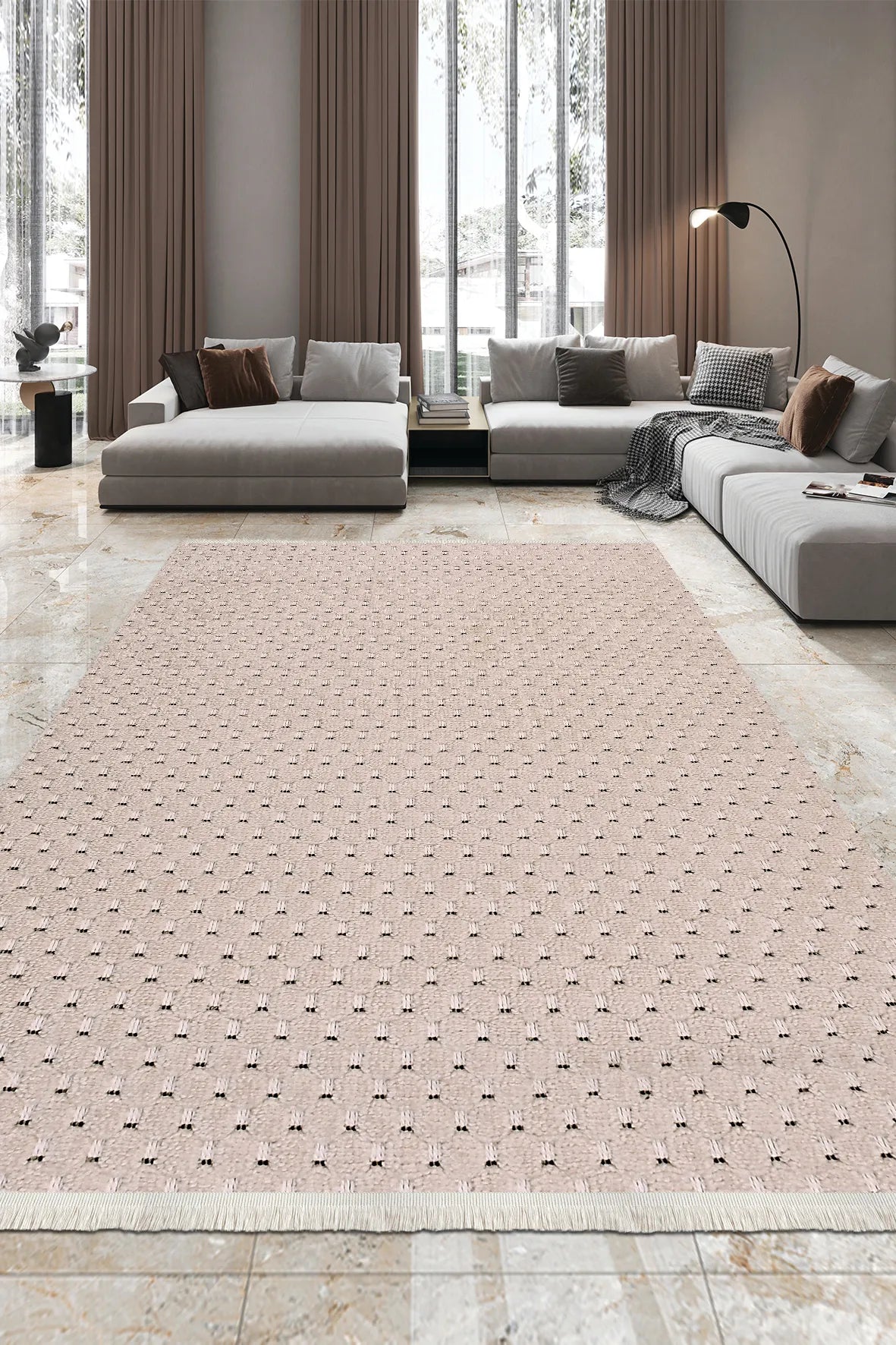 Pudra Pembe Minimalist Halı