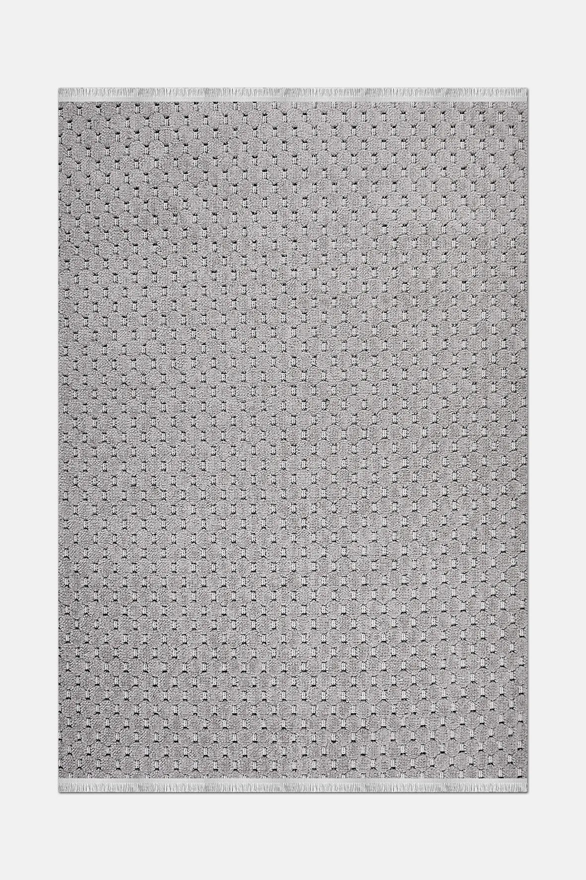 Gri ve Gümüş Petek Dokulu Minimalist Halı