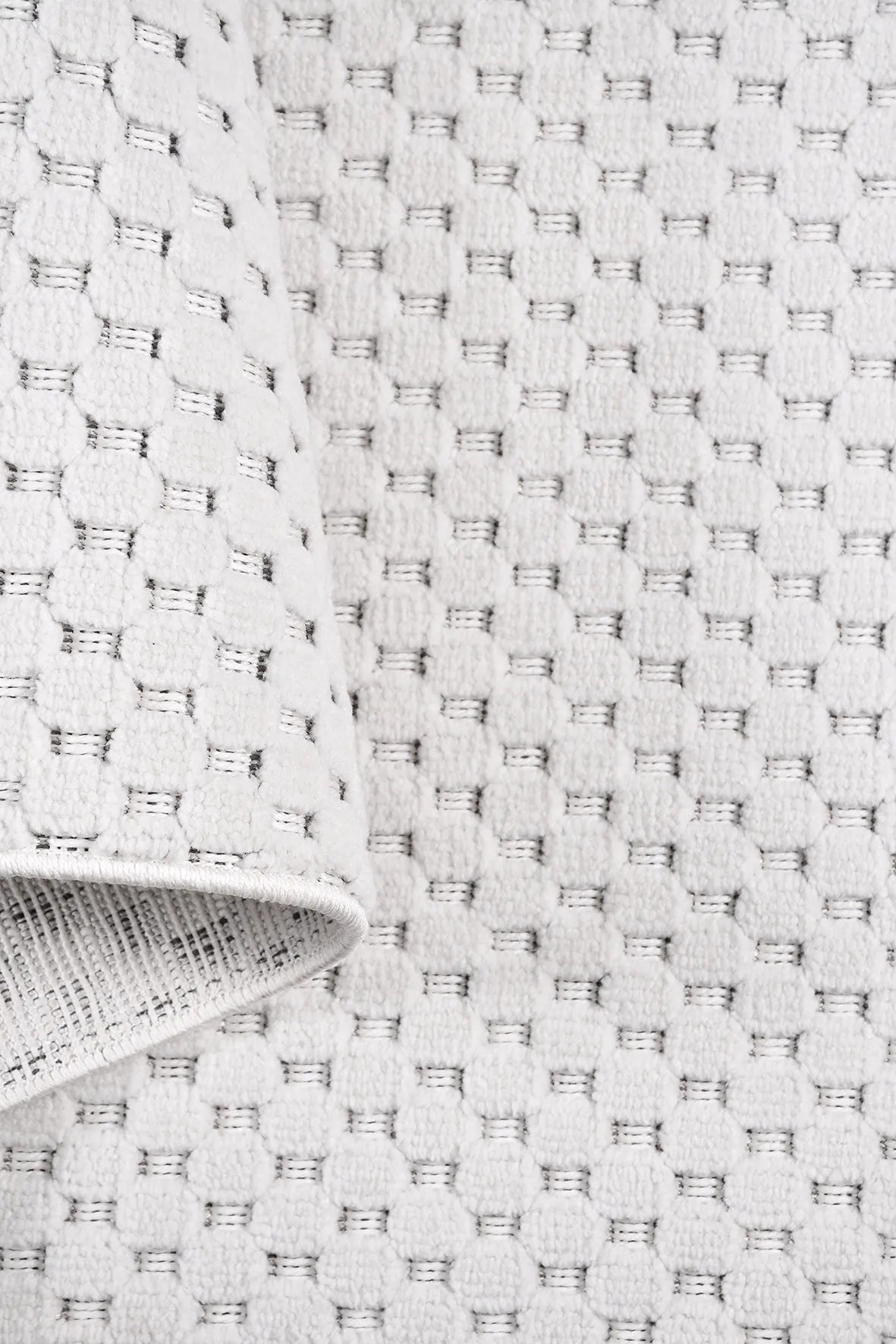 Beyaz ve Gri Petek Dokulu Minimalist Halı