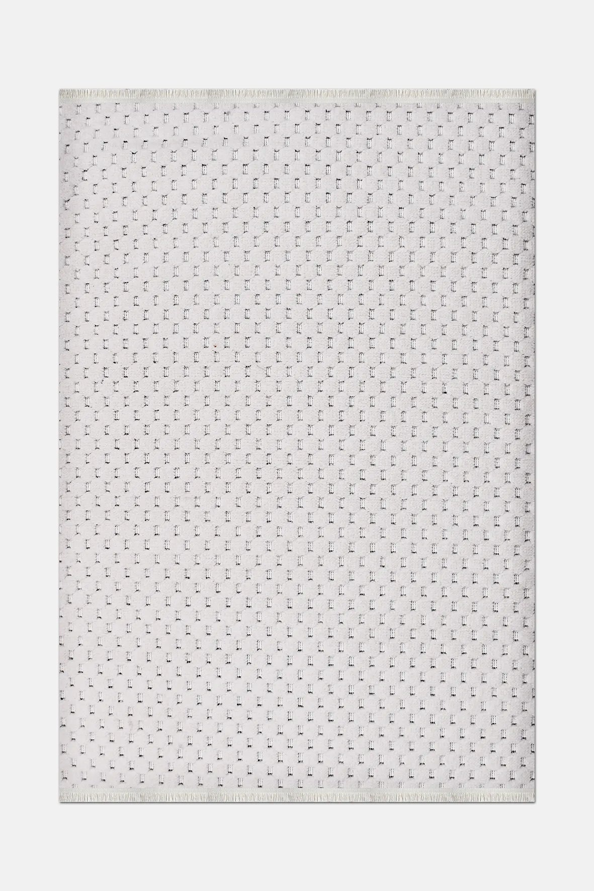 Beyaz ve Gri Petek Dokulu Minimalist Halı