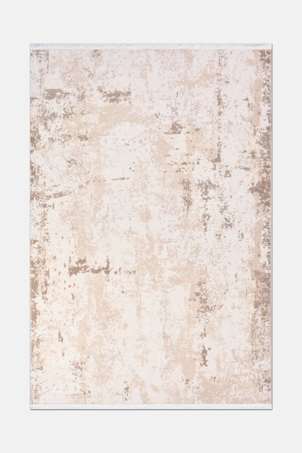 Krem ve Bej Eskitme Desenli Vintage Halı