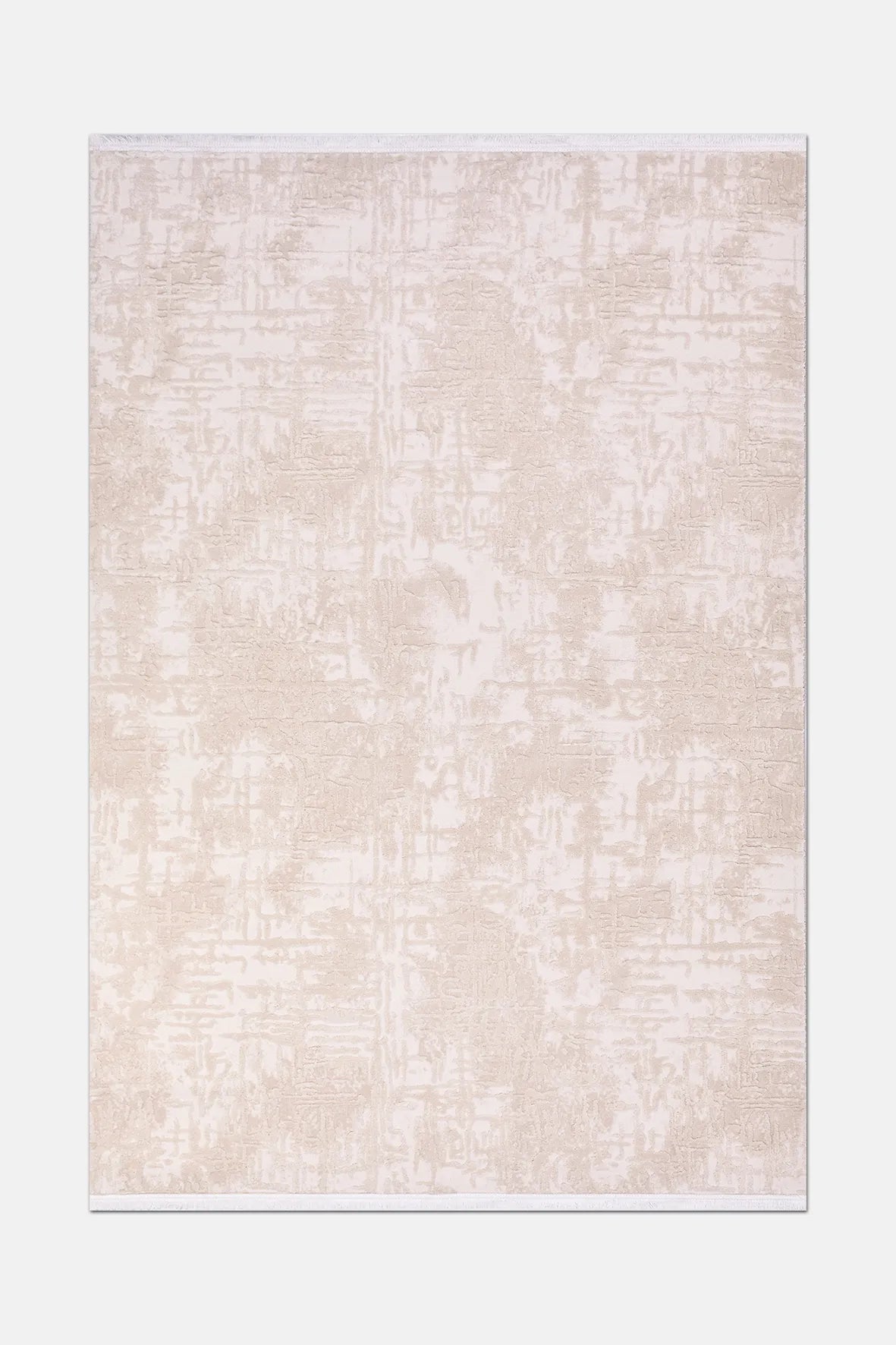 Krem ve Bej Soyut Eskitme Desenli Modern Halı