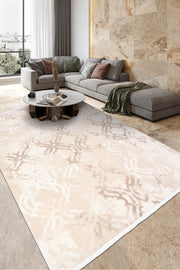 Krem ve Bej Ogee Desenli Vintage Halı