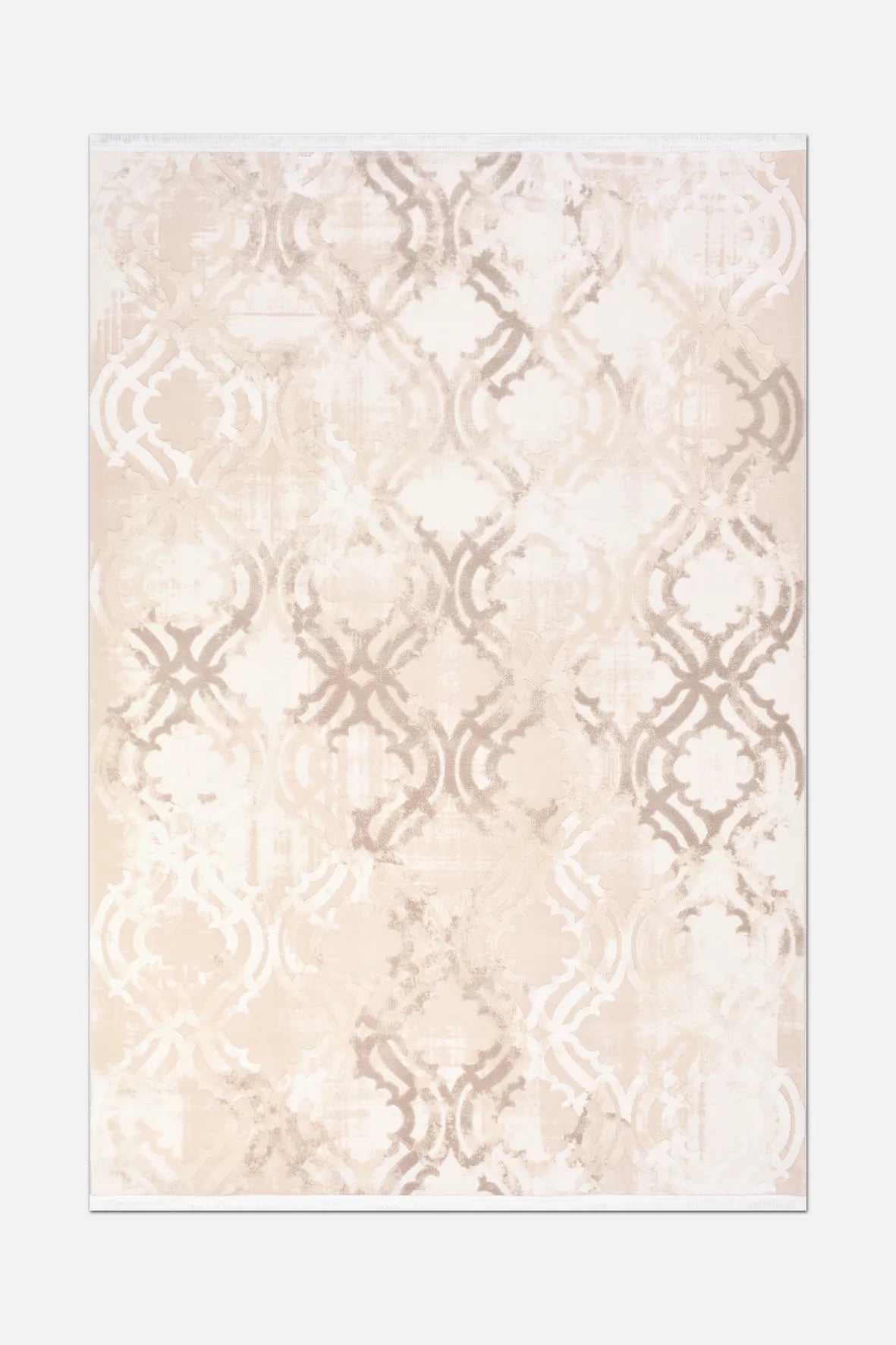 Krem ve Bej Ogee Desenli Vintage Halı