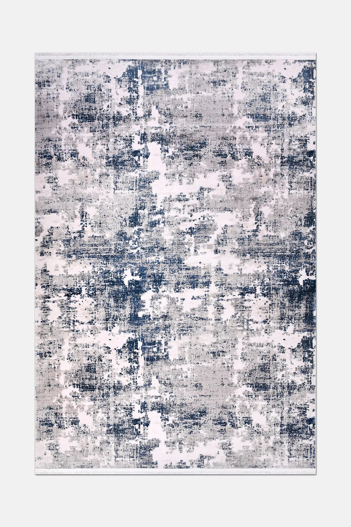 Lacivert ve Gri Soyut Eskitme Desenli Halı