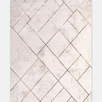 Modernes, geometrisch gestreiftes Teppichmuster in Creme und Kaffeebraun