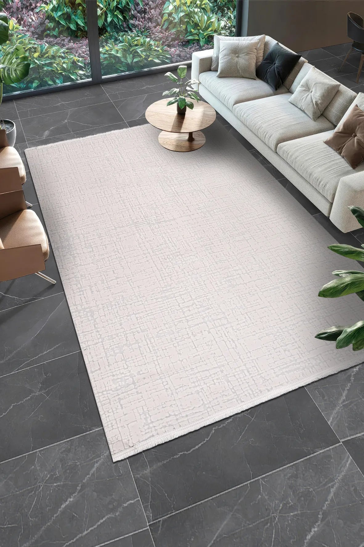 Vizon ve Bej İnce Çizgili Halı