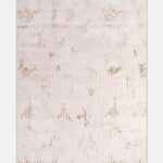 Cremefarbener und goldener, geometrischer Teppich im Used-Look