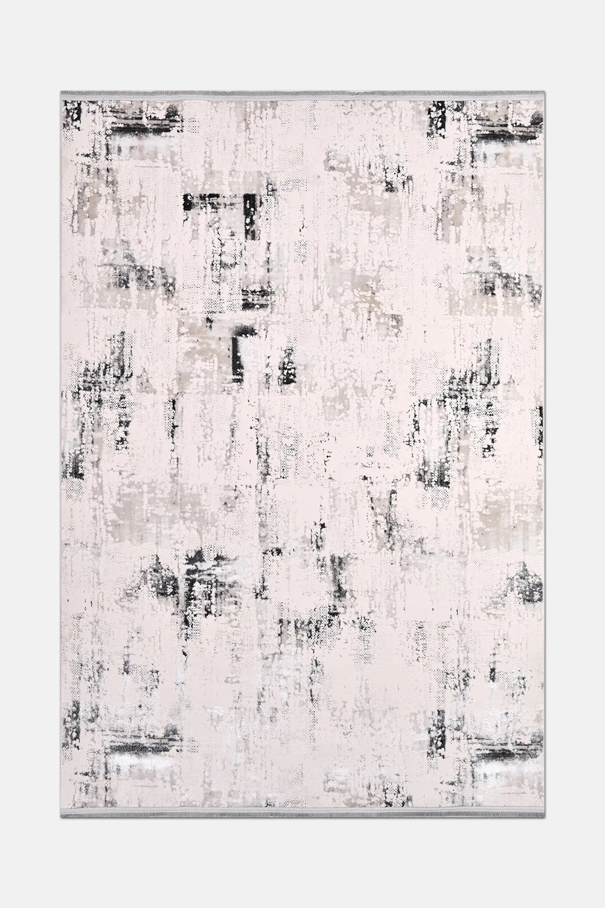 Siyah ve Beyaz Modern Soyut Halı