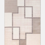 Beige-cremefarbener Teppich mit geometrischem Blockmuster