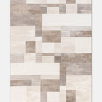 Beige- und minkfarbener Mosaik-Blockteppich mit Struktur