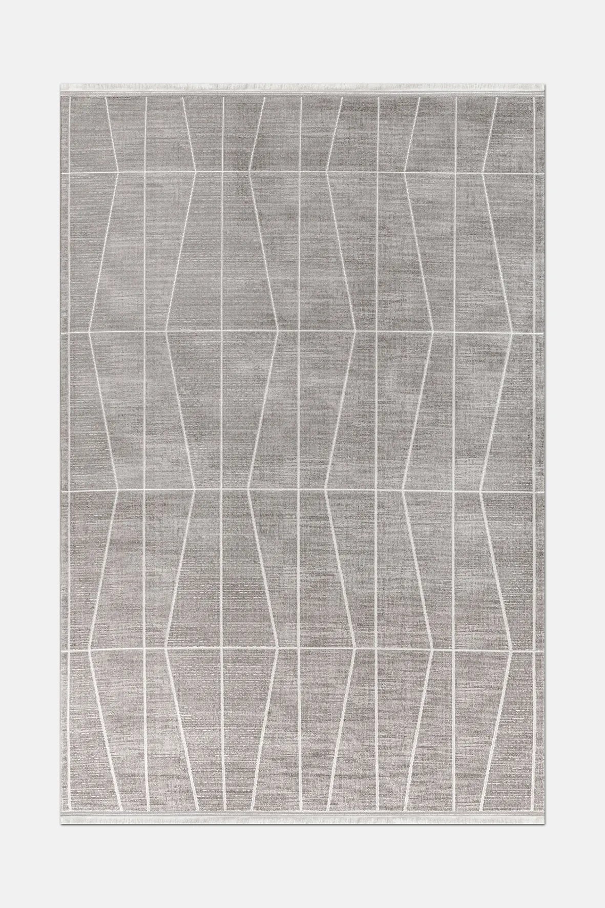 Gri ve Beyaz İnce Çizgisel Desenli Halı