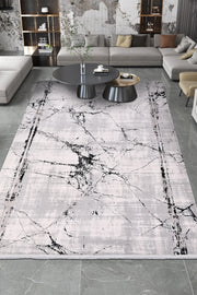 Gri ve Siyah Mermer Desenli Modern Halı