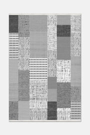 Siyah ve Beyaz Patchwork Desenli Halı