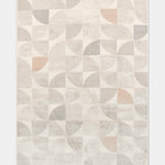 Ekru ve Vizon Geometrik Patchwork Desenli Halı - OTRPFR01K