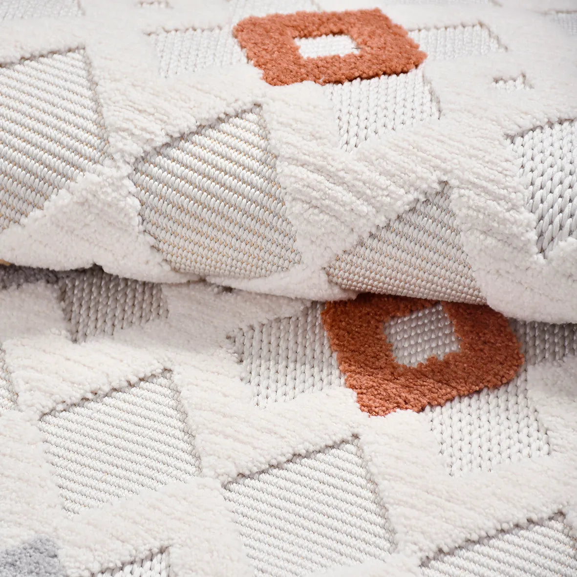 MASAL-Beyaz/Turuncu,Mavi,Bej- Özel Ölçü- Oturma Odası, Koridor, Yatak Odası Halısı- Robot Süpürgeye Uyumlu-Kolay Temizlenebilir- Uygun Fiyat