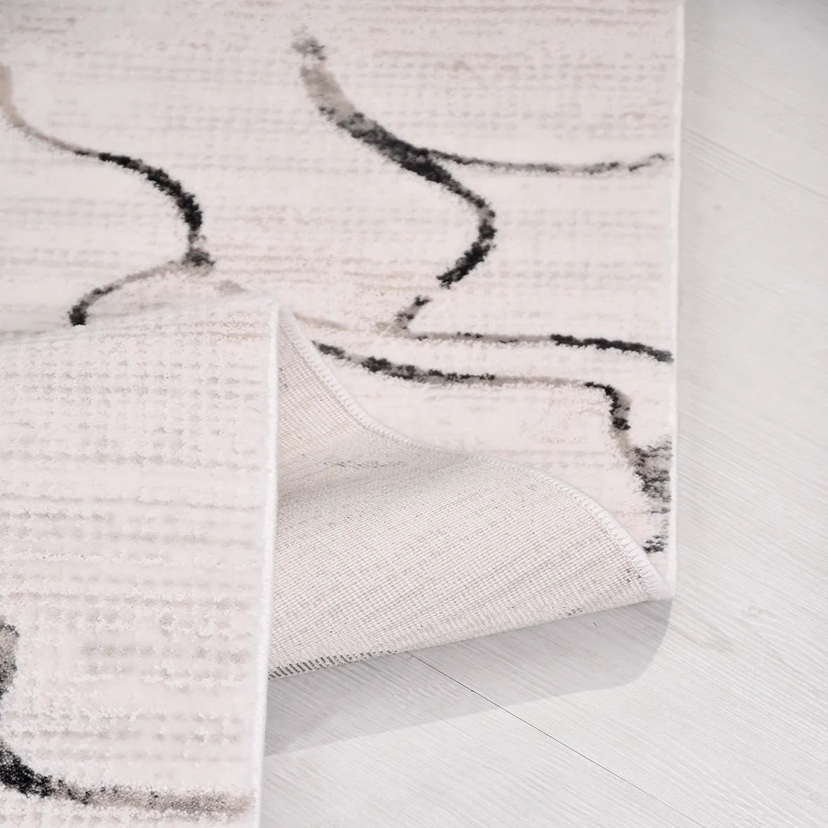 BONAPARTE-Krem/Siyah- Özel Ölçü-Salon , Oturma Odası ve Koridor Halısı-Robot Süpürge Uyumlu-Kolay Temizlenebilir-Uygun Fiyat