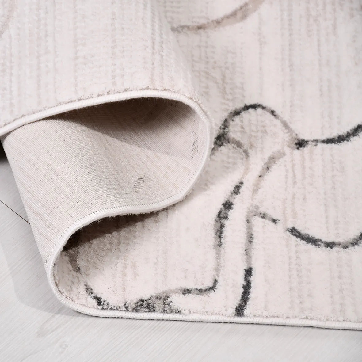 BONAPARTE-Krem/Siyah- Özel Ölçü-Salon , Oturma Odası ve Koridor Halısı-Robot Süpürge Uyumlu-Kolay Temizlenebilir-Uygun Fiyat