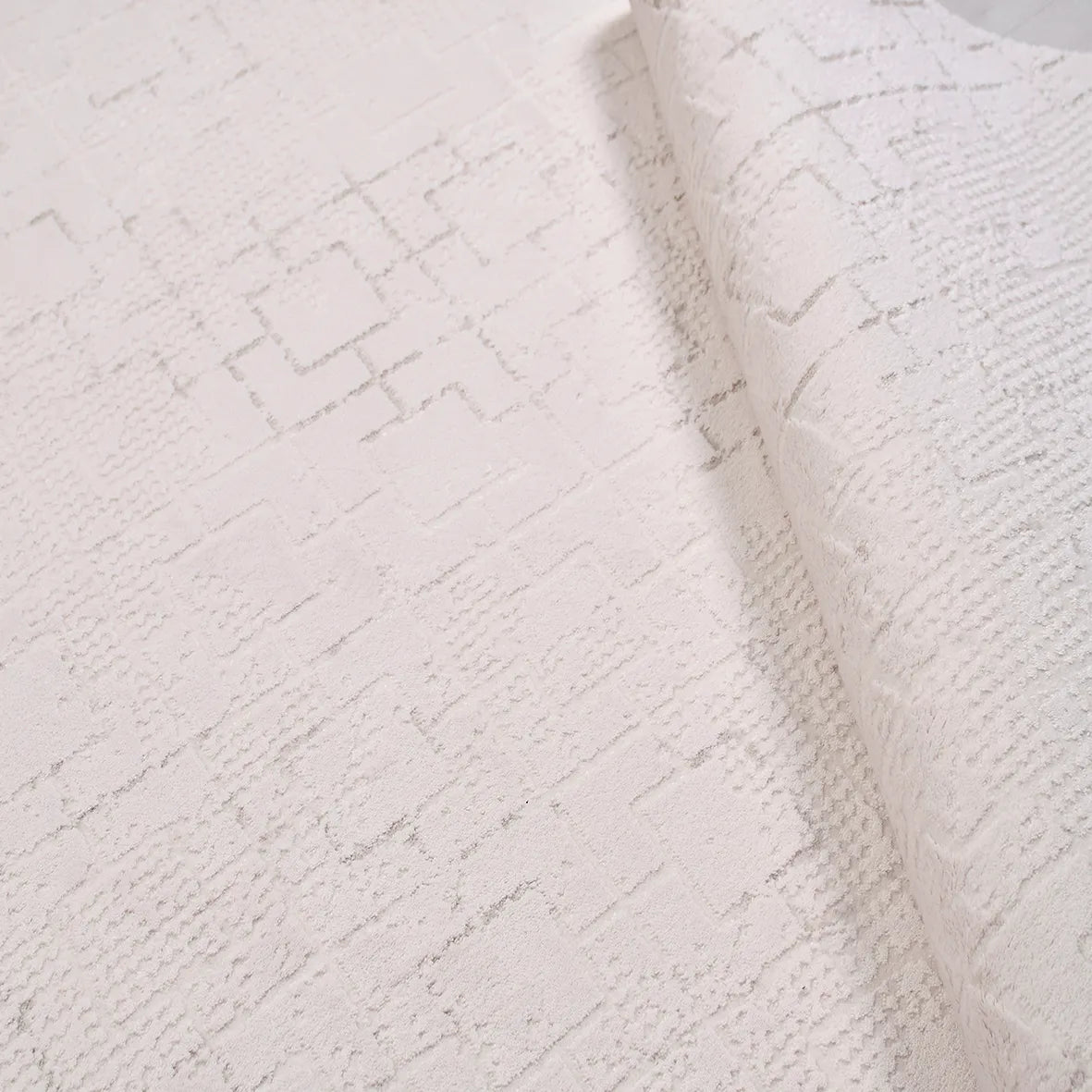 BONAPARTE-Beyaz- Özel Ölçü-Salon , Oturma Odası ve Koridor Halısı-Robot Süpürge Uyumlu-Kolay Temizlenebilir-Uygun Fiyat