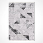 Teppich mit geometrischem Mosaikmuster in Grau und Weiß