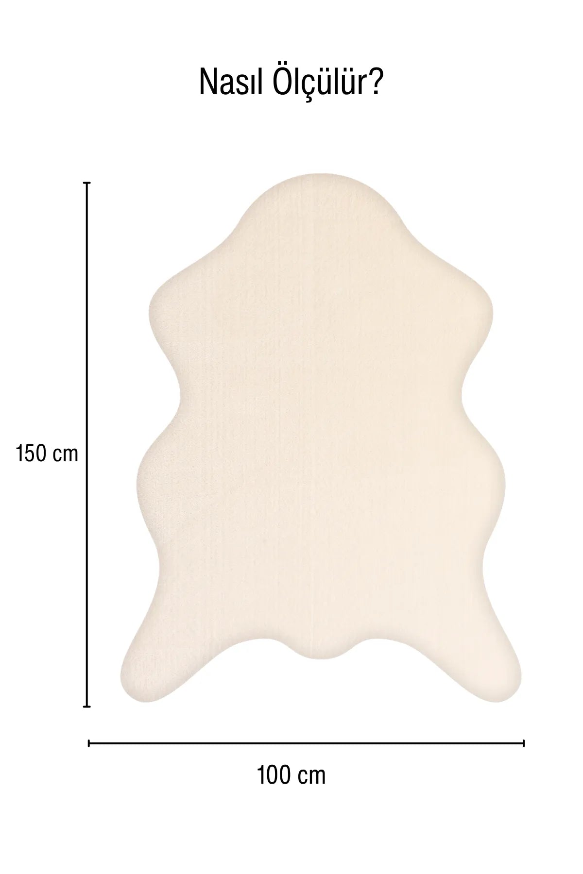 Krem Post Şeklinde Peluş Halı