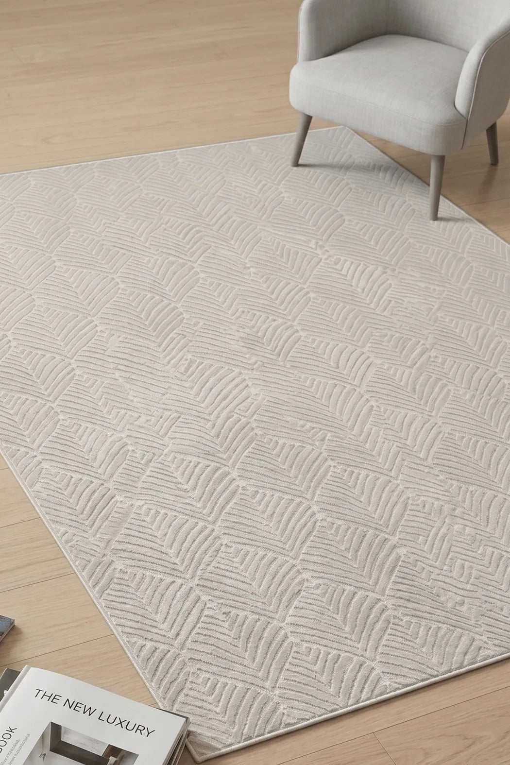 Gri Kabartma Dalga Desenli Yıkanabilir Halı