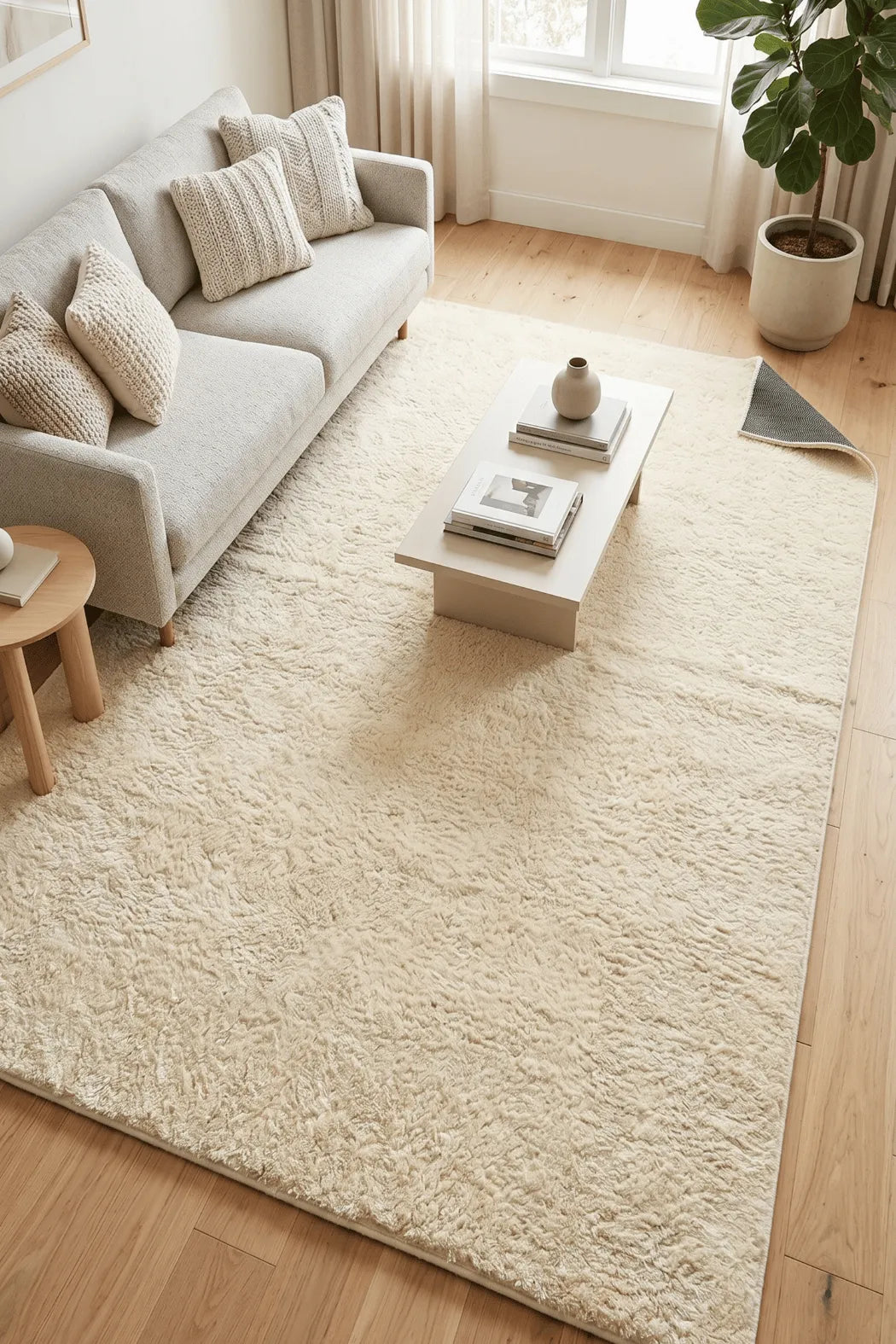 Krem Ultra Dolgun Peluş Halı