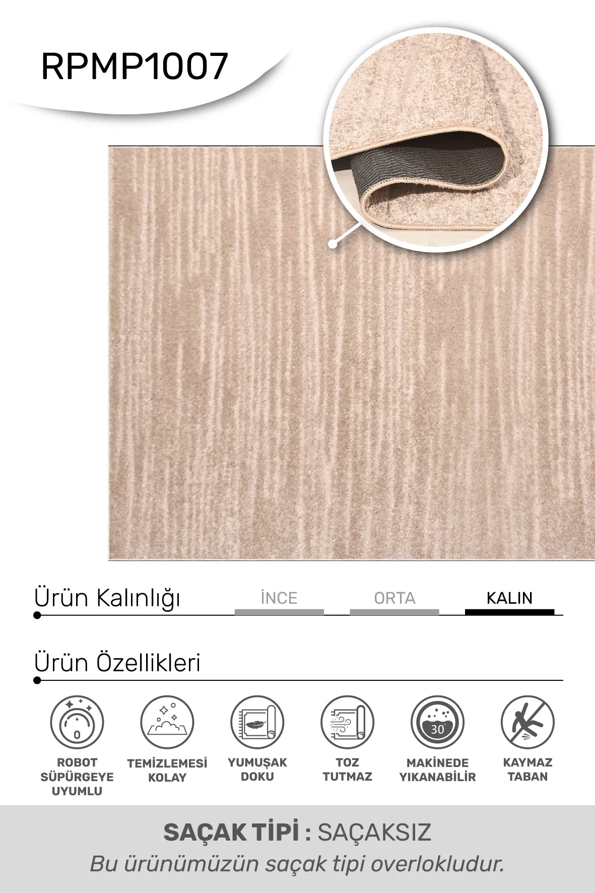 Kahve Kabartma Dokulu Yumuşak Halı