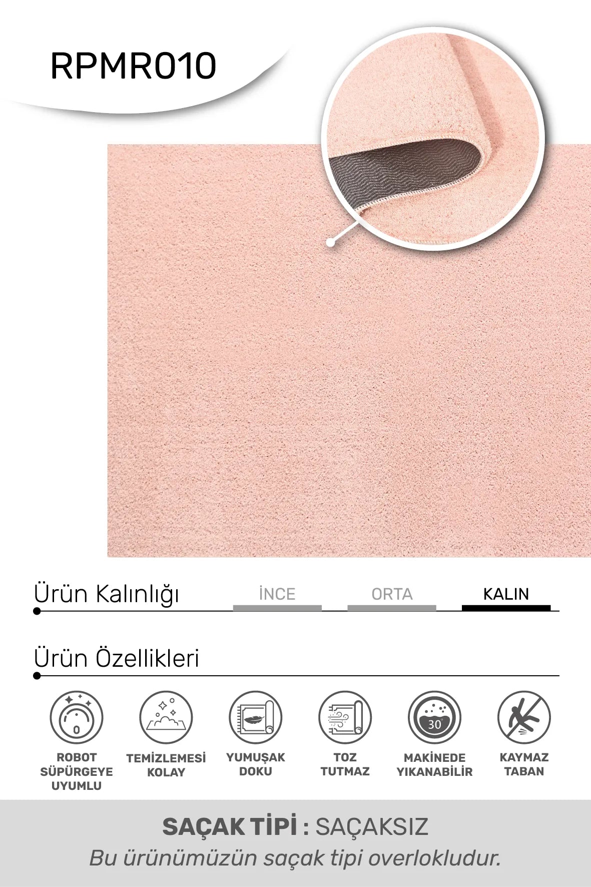Pembe Ultra Dolgun Peluş Halı