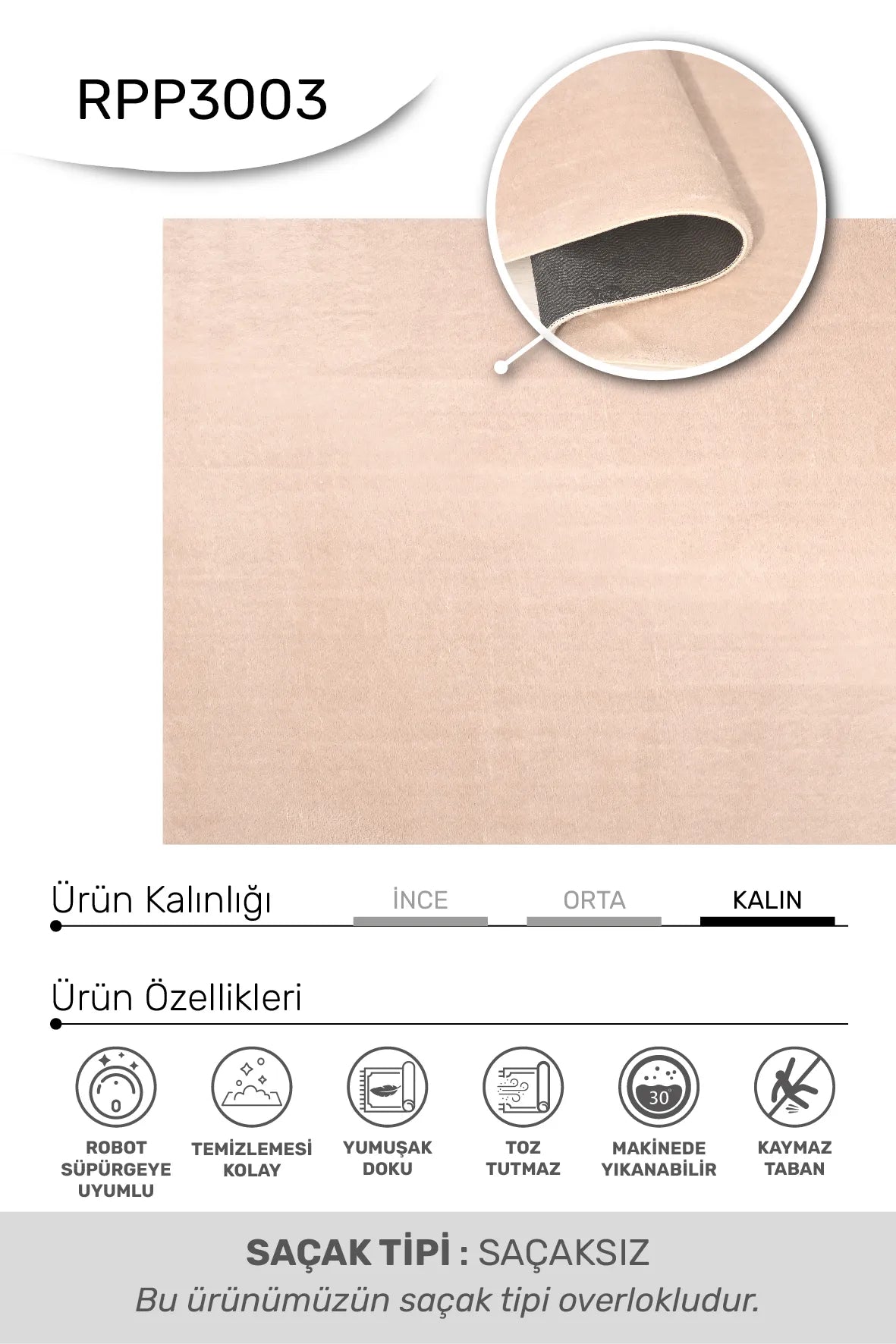 Bej Yumuşak Peluş Halı