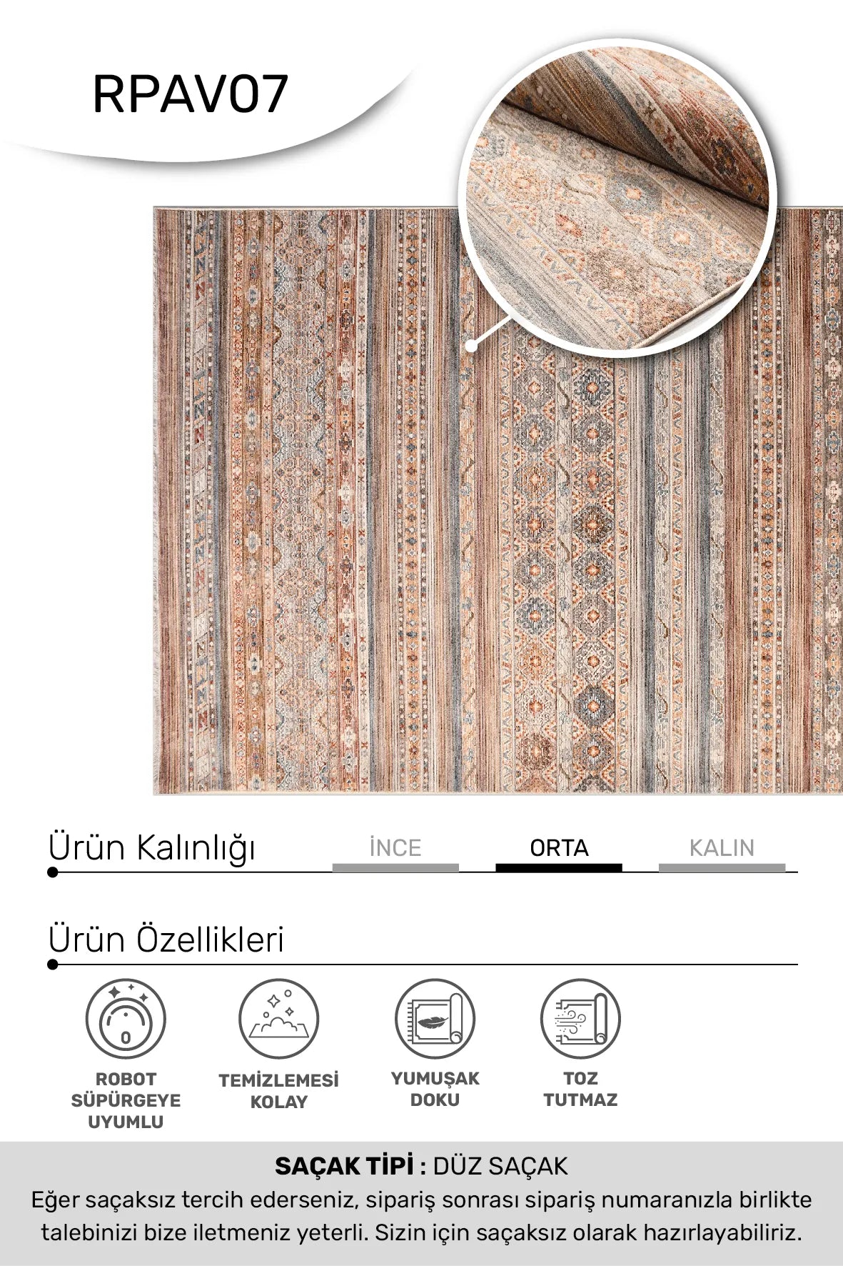 Renkli Çizgili Degrade Vintage Halı
