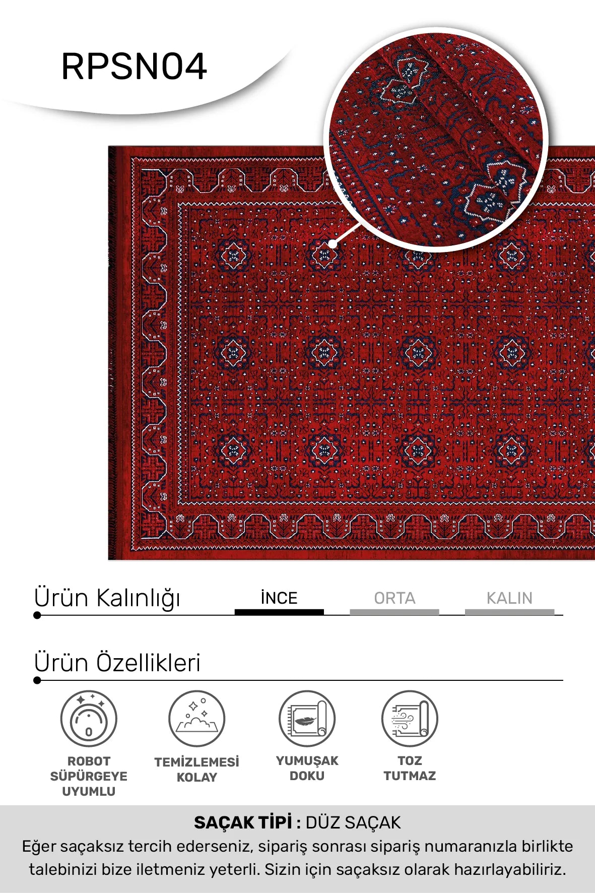 Kırmızı Etnik Motifli Kilim